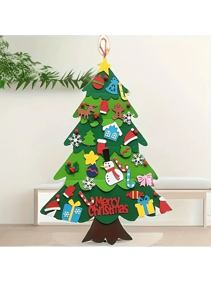 🎄✨ Decoración de Pared de Árbol de Navidad de Fieltro con Luces ✨🎄